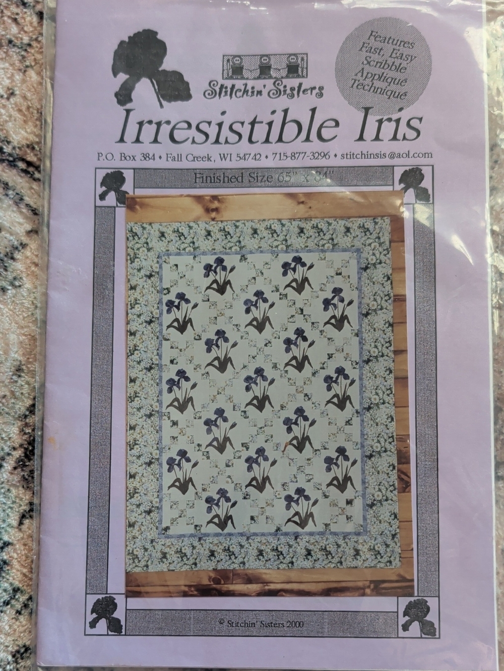 Irresistible Iris Quilt Pattern - 2000 Lavender